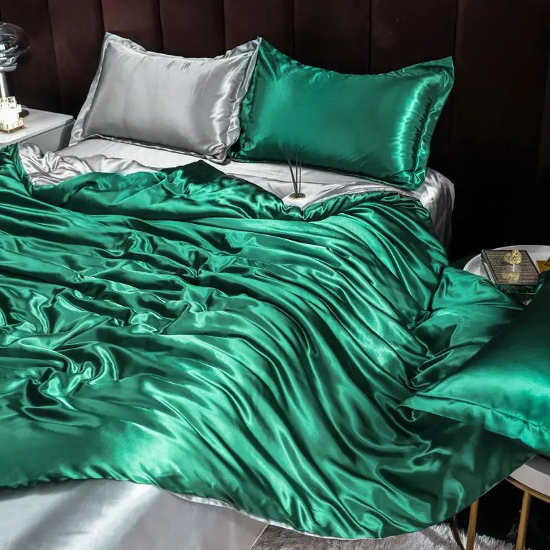 Luxury  Set Satin Duvet Cover Bedding Set With Pillowcase