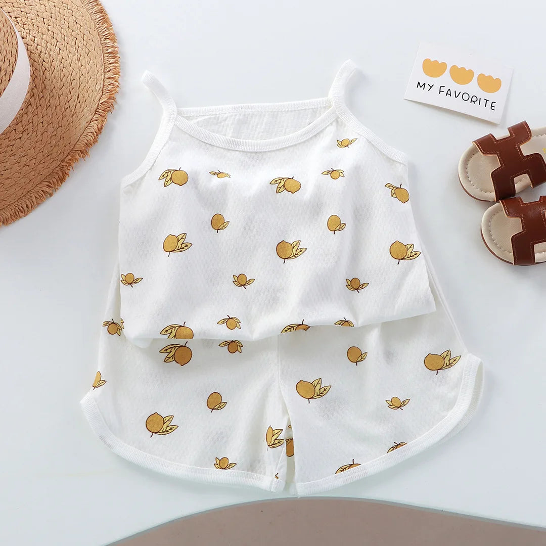Baby Girls Sleeveless Top + Shorts 2 PC Girls Set By Bonkawoo