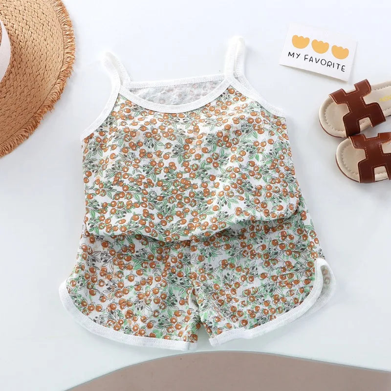 Baby Girls Sleeveless Top + Shorts 2 PC Girls Set By Bonkawoo