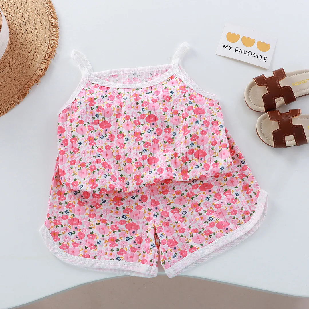 Baby Girls Sleeveless Top + Shorts 2 PC Girls Set By Bonkawoo