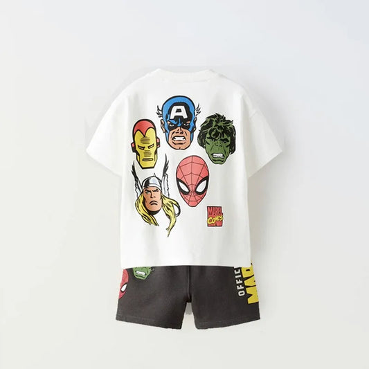 Marvel Boy Short Sleeved Tee Shirts +shorts 2PC By Miniso