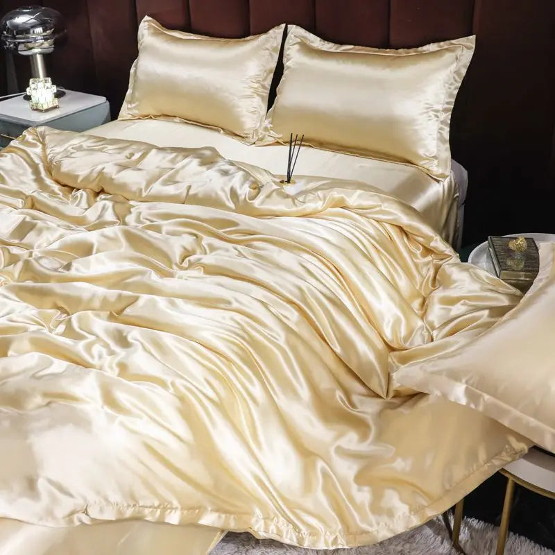 Luxury  Set Satin Duvet Cover Bedding Set With Pillowcase