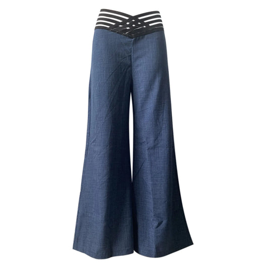 High Waist Flared Waist Strap Pants By Pave Hawk