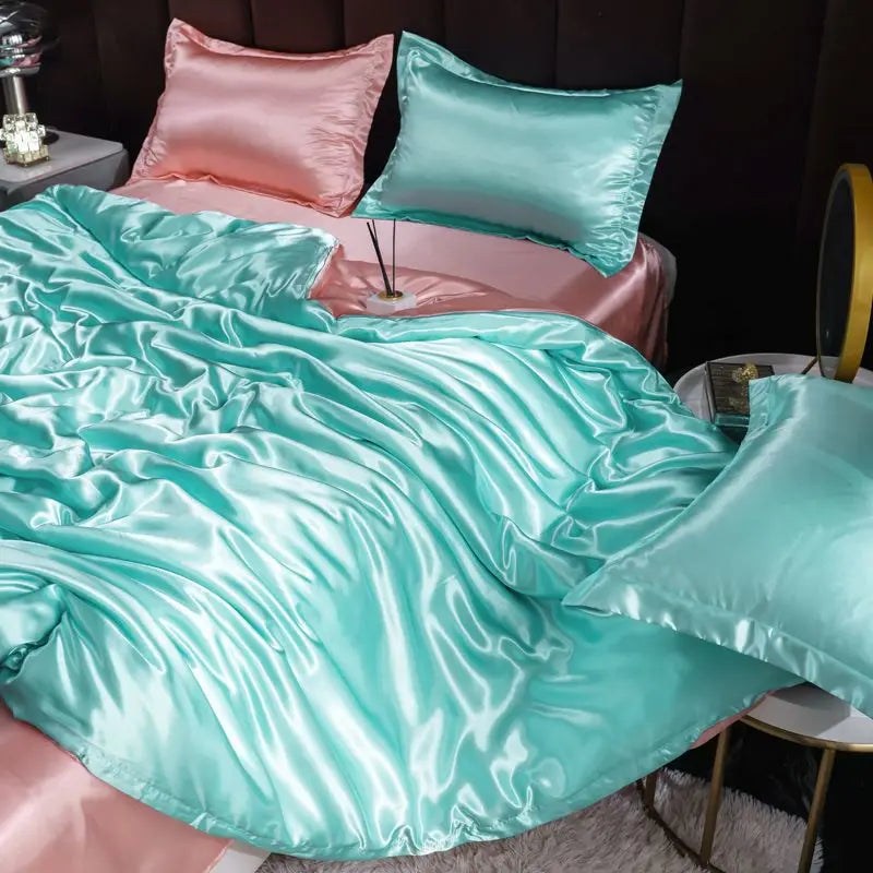 Luxury  Set Satin Duvet Cover Bedding Set With Pillowcase