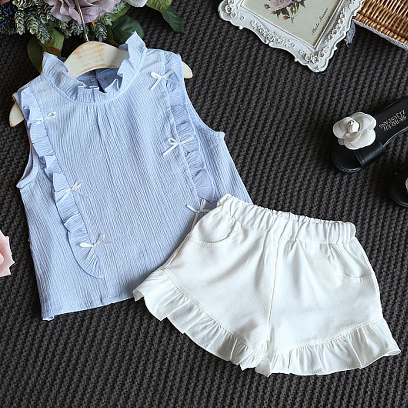 Baby Girls Ruffled Top + Shorts Outfit By Oopsmile