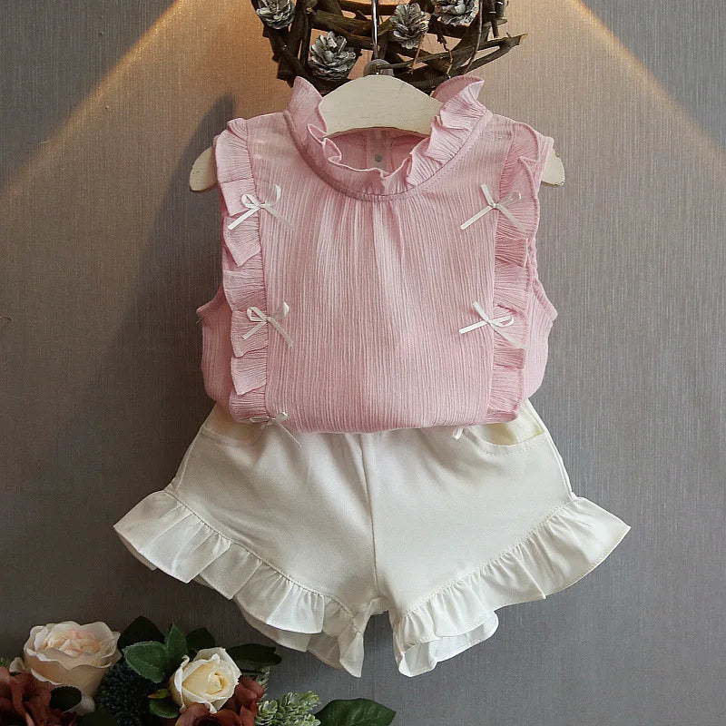 Baby Girls Ruffled Top + Shorts Outfit By Oopsmile