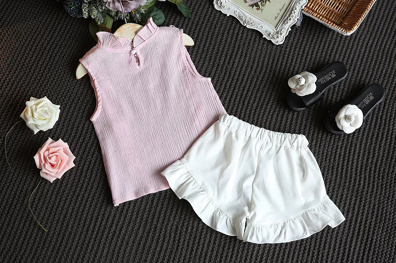 Baby Girls Ruffled Top + Shorts Outfit By Oopsmile