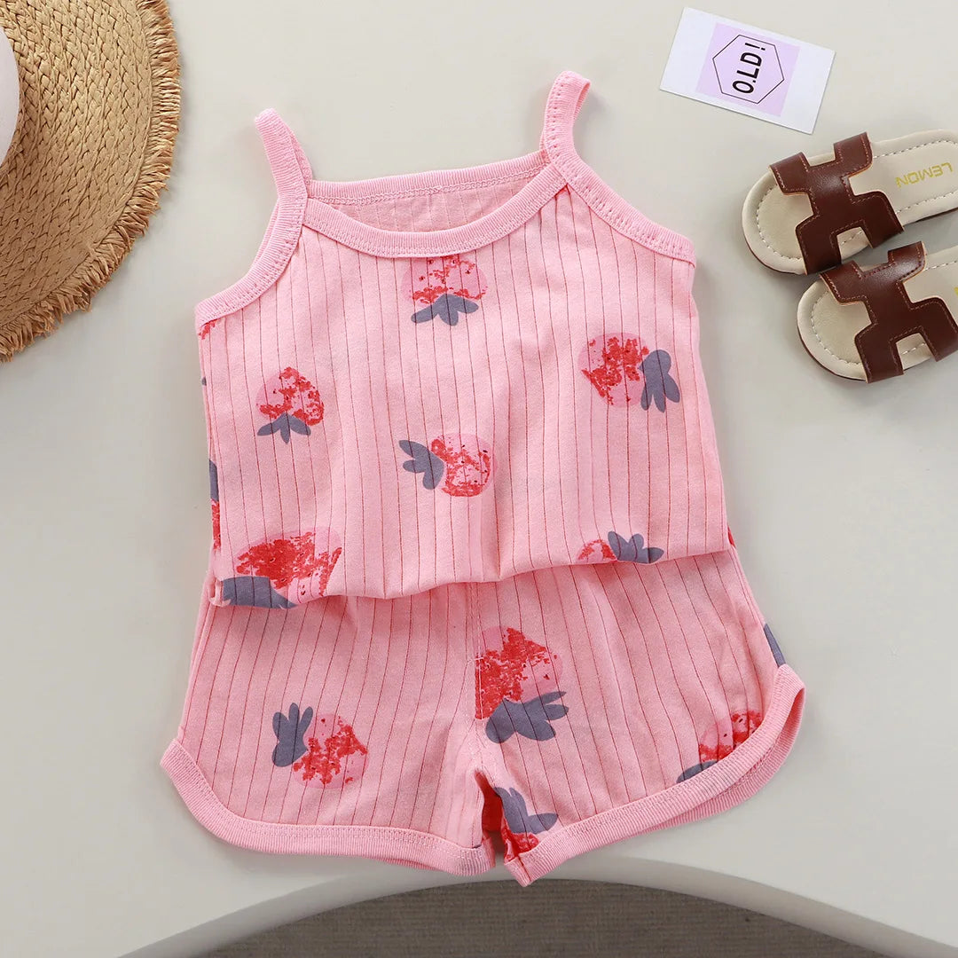 Baby Girls Sleeveless Top + Shorts 2 PC Girls Set By Bonkawoo