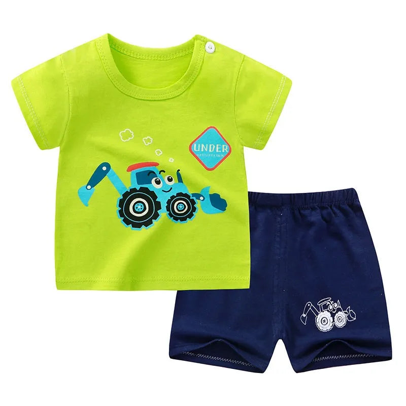 Boys Cartoon Print T Shirt Set